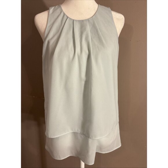 J.Crew J Crew Light Blue Sleeveless Tiered Blouse Back Keyhole Pleated Sz 0 - Picture 1 of 9